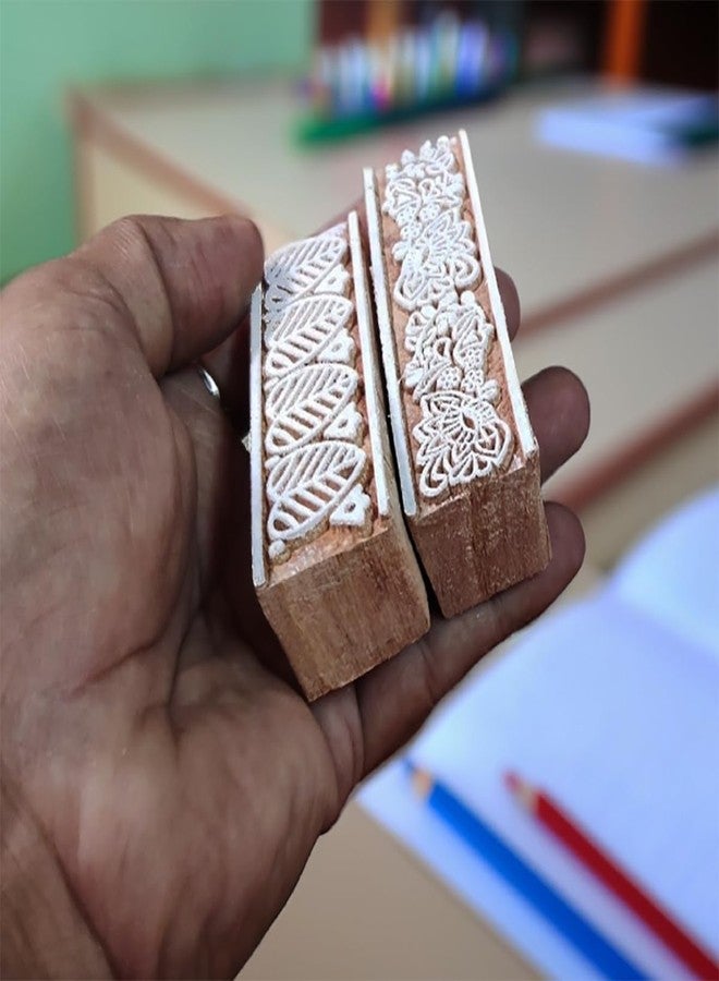 آرت بوكس مجموعة من قطعتين من طوابع الطباعة الطينية من ARTBOX، بتصميم حدود حضرية، مكعبات خشبية، أي قطعتين. - Image 3